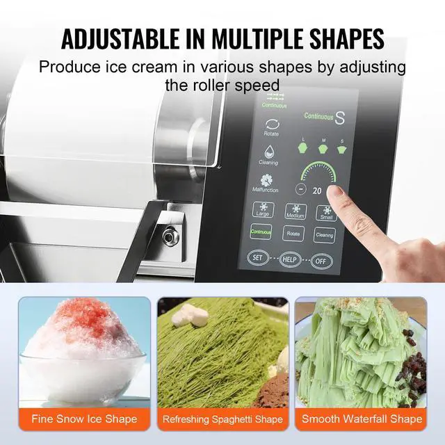 Alt view image 3 of 7 - Commercial Snowflake Ice Machine, 529.1LBS/24H Snowflake Ice Maker, Stainless Steel Ice Shaver Machine, Electric Snow Cone Maker, Liquid Cooling System for Rapid Heat Dissipation, Ice Cream