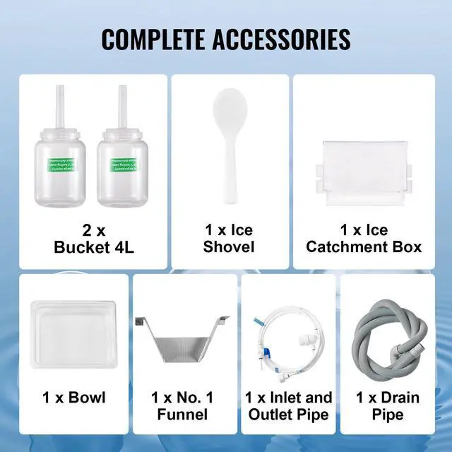 Alt view image 6 of 7 - Commercial Snowflake Ice Machine, 529.1LBS/24H Snowflake Ice Maker, Stainless Steel Ice Shaver Machine, Electric Snow Cone Maker, Liquid Cooling System for Rapid Heat Dissipation, Ice Cream