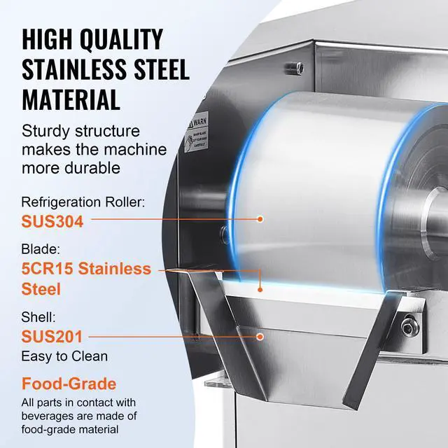 Alt view image 5 of 7 - Commercial Snowflake Ice Machine, 529.1LBS/24H Snowflake Ice Maker, Stainless Steel Ice Shaver Machine, Electric Snow Cone Maker, Liquid Cooling System for Rapid Heat Dissipation, Ice Cream