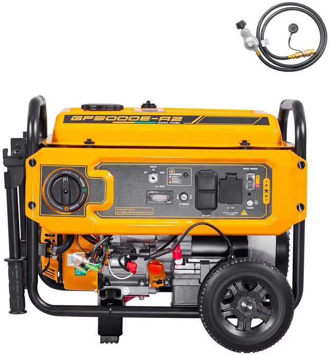 Alt view image 2 of 8 - VEVOR Portable Generator, Gasoline 4650W Peak Watt & LPG 4130W Peak Watt Dual Fuel Generator, Home Backup Generators with Electric Start, Gasoline & LPG Powered, CO Sensor, 20A & 50A Outlets