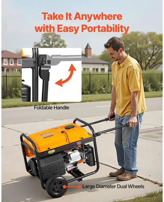 Alt view image 5 of 8 - VEVOR Portable Generator, Gasoline 4650W Peak Watt & LPG 4130W Peak Watt Dual Fuel Generator, Home Backup Generators with Electric Start, Gasoline & LPG Powered, CO Sensor, 20A & 50A Outlets