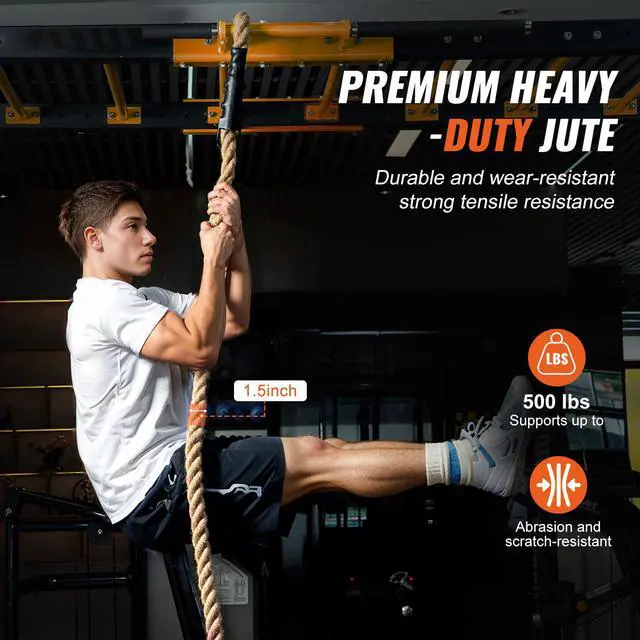 Alt view image 3 of 8 - VEVOR 1.5"x25FT Gym Climbing Rope Fitness Strength Training Rope Home Exercise