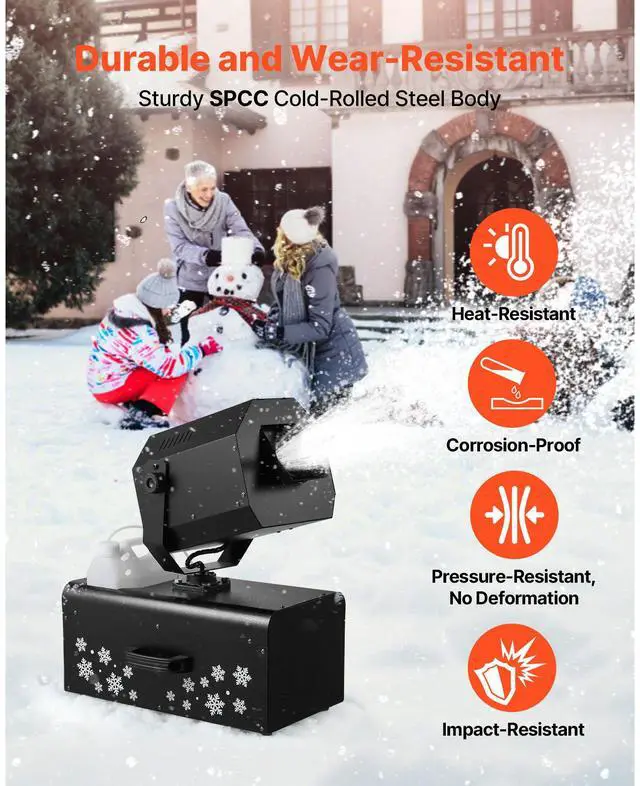Alt view image 5 of 7 - VEVOR Snow Machine 2000W Wireless Remote Swing Snow Making Machine for Holiday