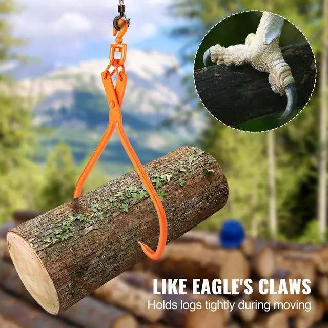 Alt view image 10 of 14 - VEVOR Log Skidding Tongs, 32 inch 2 Claw Log Lifting Tongs, Heavy Duty Rotating Steel Lumber Skidding Tongs, 1543 lbs/700 kg Loading Capacity, Log Lifting, Handling, Dragging & Carrying Tool