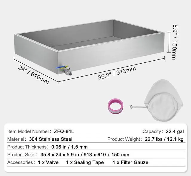 Alt view image 7 of 7 - Maple Syrup Evaporator Pan, 22.4 Gallon, 325 Cups of 8.8oz Maple Syrup, Flat Evaporator Pan with 1 Valve and 3 Heating Methods, 304 Stainless Steel Maple Syrup Pan for Home, Outdoor