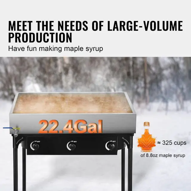 Alt view image 2 of 7 - Maple Syrup Evaporator Pan, 22.4 Gallon, 325 Cups of 8.8oz Maple Syrup, Flat Evaporator Pan with 1 Valve and 3 Heating Methods, 304 Stainless Steel Maple Syrup Pan for Home, Outdoor