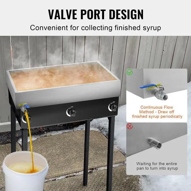 Alt view image 6 of 7 - Maple Syrup Evaporator Pan, 22.4 Gallon, 325 Cups of 8.8oz Maple Syrup, Flat Evaporator Pan with 1 Valve and 3 Heating Methods, 304 Stainless Steel Maple Syrup Pan for Home, Outdoor