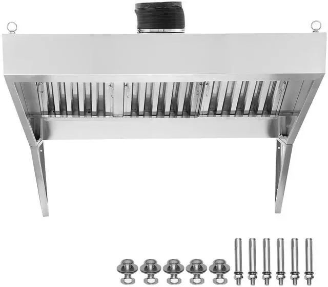 Alt view image 2 of 8 - VEVOR Commercial Exhaust Hood, 7FT Food Truck Hood Exhaust, 201 Stainless Steel Concession Trailer Hood with 3 Detachable U-shaped Grid Oil Filter Mesh, Rust Resistant Vent Hood for Kitchen Restaurant