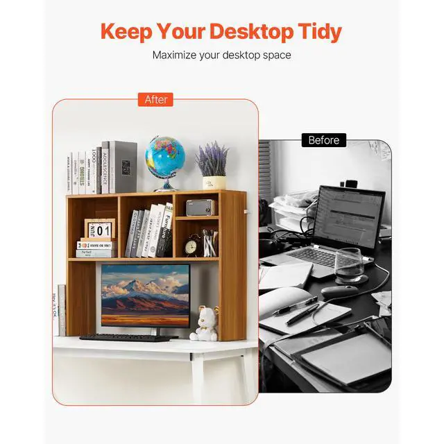 Alt view image 4 of 9 - VEVOR Desktop Bookshelf Wood Desktop Storage Organizer 1-Tier for Office & Home