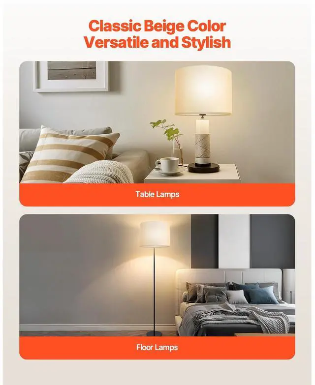 Alt view image 7 of 8 - VEVOR Drum Lamp Shade, 13 in Top x 13 in Bottom x 10 in High, Medium Drum Linen Lampshade, Replacement Lamp Shade for Table Lamps Floor Lamps Pendant Lights, Easy Assembly Required (Off-white Linen)