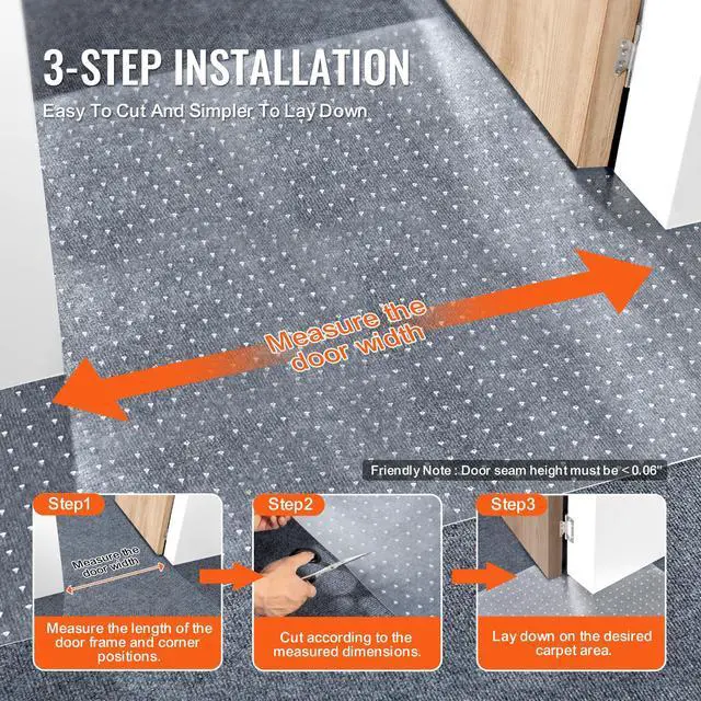 Alt view image 6 of 8 - VEVOR Carpet Protector for Pets, 24" x 6' PVC Scratch-Proof Cat Carpet Protector for Doorway, Anti-Slip Cat Scratch Protector Mat, Easy to Cut Plastic Carpet Scratch Stopper, Cat Scratch Guard Carpet