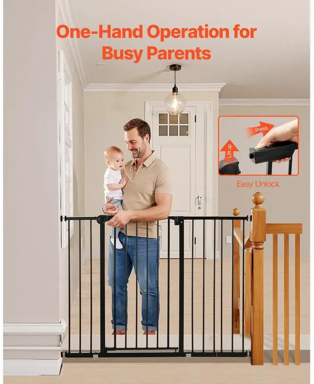 Alt view image 5 of 9 - VEVOR Baby Gate 26-48 Inches Adjustable Width 36 Inches High Dog Gate Black