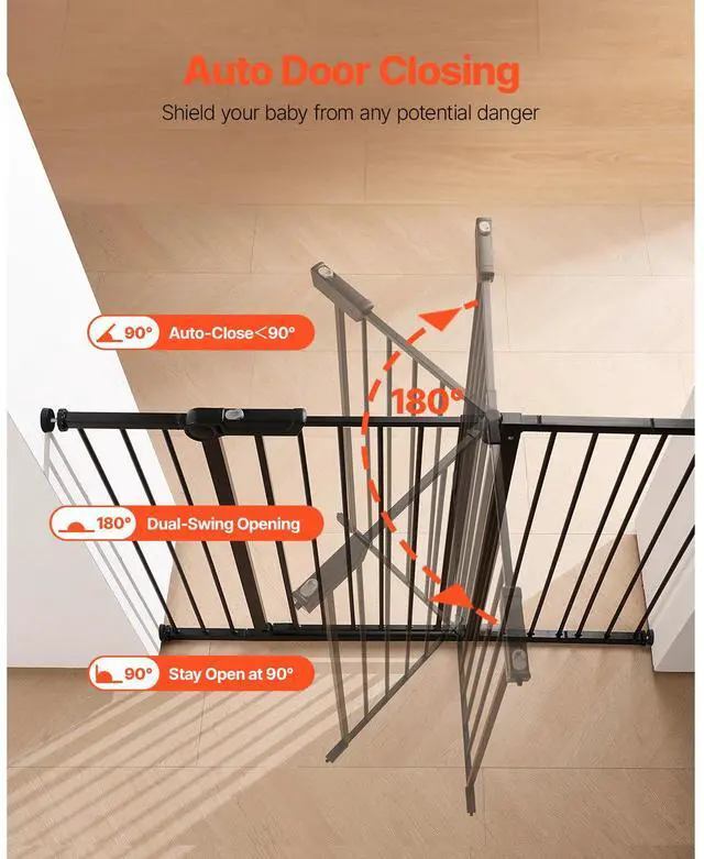 Alt view image 7 of 9 - VEVOR Baby Gate 26-48 Inches Adjustable Width 36 Inches High Dog Gate Black