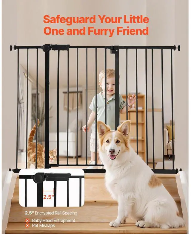 Alt view image 6 of 9 - VEVOR Baby Gate 26-48 Inches Adjustable Width 36 Inches High Dog Gate Black