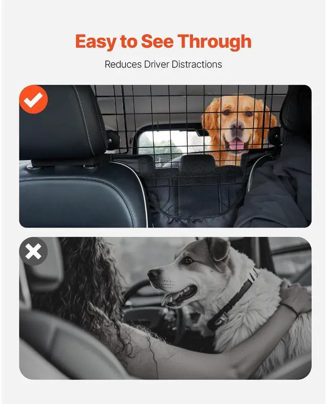 Alt view image 9 of 9 - VEVOR Dog Car Barrier 35.4"-60.6" Adjustable Pet Divider Gate for Trucks and SUVs