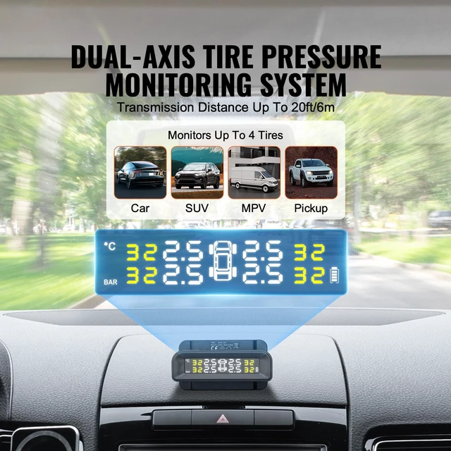 Alt view image 4 of 9 - VEVOR RV Tire Pressure Monitoring System Real Time Solar Trailer TPMS 4 Sensors