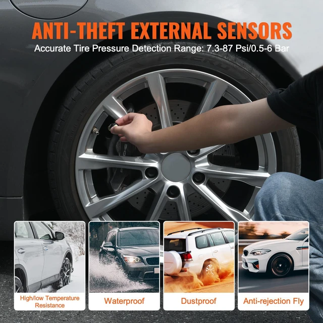 Alt view image 7 of 9 - VEVOR RV Tire Pressure Monitoring System Real Time Solar Trailer TPMS 4 Sensors