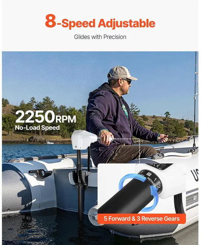 Alt view image 5 of 9 - VEVOR 86lb 24V Thrust Electric Trolling Motor Saltwater Trolling Boat Engine for Kayak