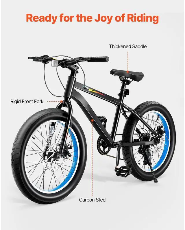 Alt view image 9 of 14 - 20" Mountain Bike MTB Bicycle Shimano 7 Speed Carbon Steel Dual Disc Brakes