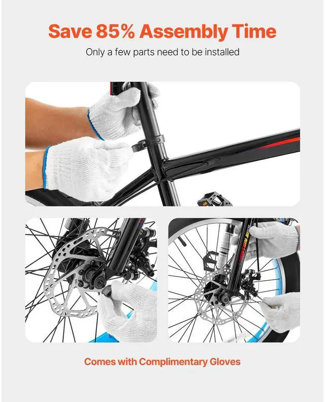 Alt view image 13 of 14 - 20" Mountain Bike MTB Bicycle Shimano 7 Speed Carbon Steel Dual Disc Brakes