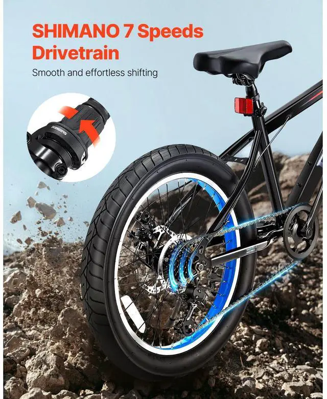 Alt view image 10 of 14 - 20" Mountain Bike MTB Bicycle Shimano 7 Speed Carbon Steel Dual Disc Brakes