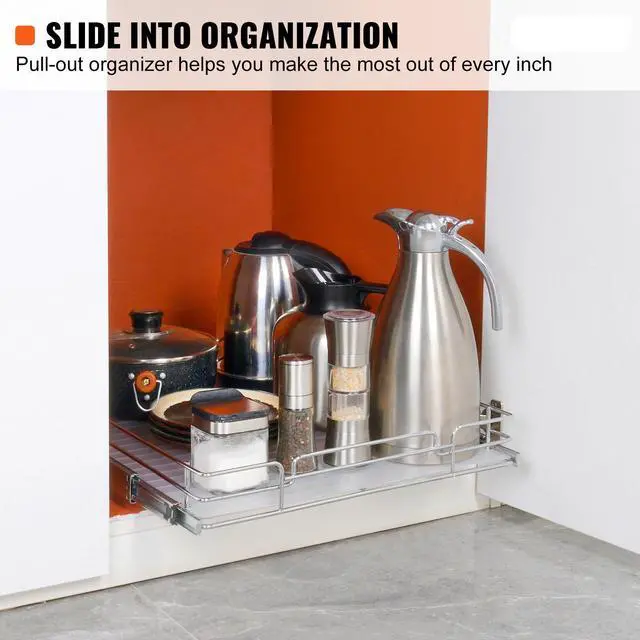 Alt view image 17 of 20 - VEVOR 20"W x 21"D Pull Out Cabinet Organizer, Heavy Duty Slide Out Pantry Shelves, Chrome-Plated Steel Roll Out Drawers, Sliding Drawer Storage for Home, Inside Kitchen Cabinet, Bathroom, Under Sink