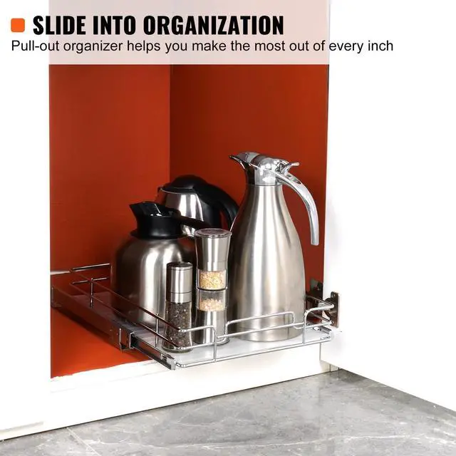 Alt view image 10 of 15 - VEVOR 11"W x 21"D Pull Out Cabinet Organizer, Heavy Duty Slide Out Pantry Shelves, Chrome-Plated Steel Roll Out Drawers, Sliding Drawer Storage for Home, Inside Kitchen Cabinet, Bathroom, Under Sink