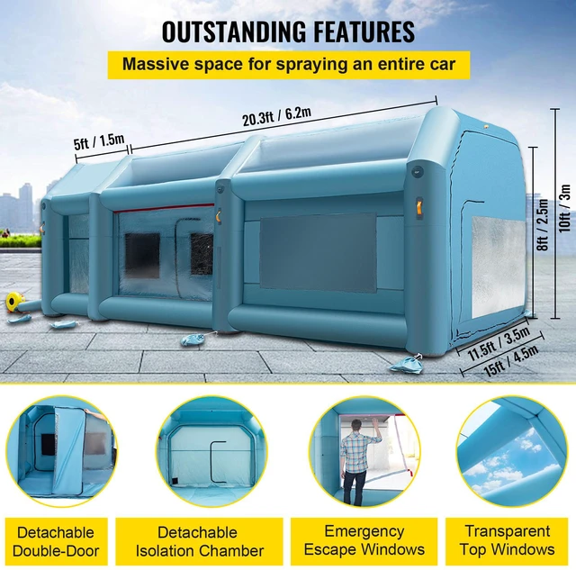 Alt view image 4 of 7 - 26x15x10ft Portable Inflatable Paint Booth,Inflatable Spray Booth, Car Paint Tent with Air Filter System & 2 Blowers, Upgraded Blow Up Spray Booth Tent, Auto Paint Workstation, Car Parking Gara