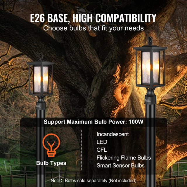 Alt view image 11 of 14 - 2 Pack Dusk to Dawn Outdoor Post Light, 17.72 in, Waterproof Lamp Post Light Fixtures with 3.5 in Pier Mount Base Glass Shade, Lightning-proof Exterior Pole Column Light for Patio Garden Pathway