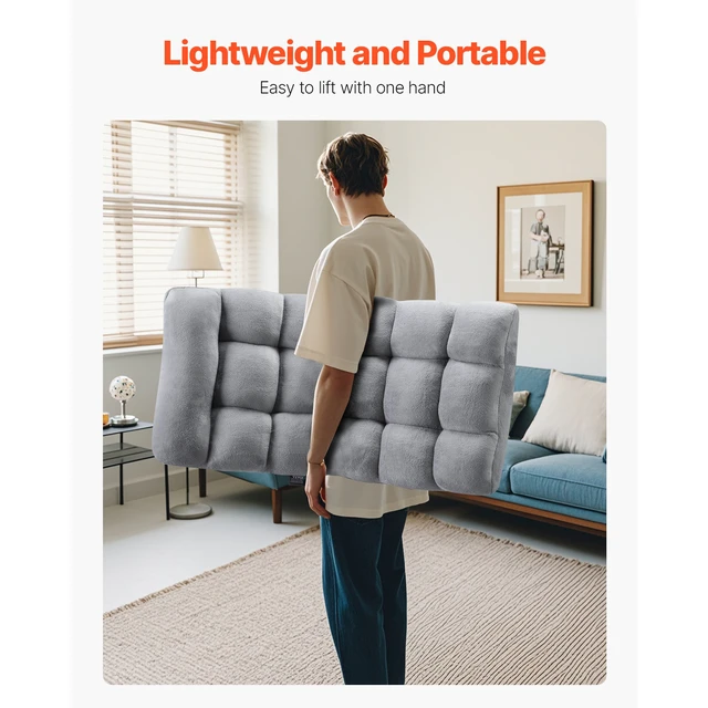 Alt view image 6 of 8 - VEVOR Floor Chair, Recycled Foam Folding Sofa Chair with 14 Adjustable Positions, Multifunctional Floor Chair with Back Support Ideal for Sleeping Reading, Floor Gaming Chair for Living Room, Gray