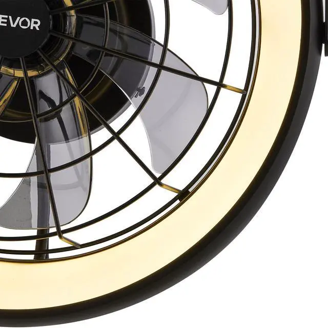 Alt view image 7 of 7 - VEVOR Wall Mounted Fan with Lights, 22 inch Wall Mount Fan with Remote, 6 Speeds Plug in Wall Fan, Reversible, Dimmable 3-color Lighting, Timer, 360°Adjustable Tilt for Workshop, Patio, Home