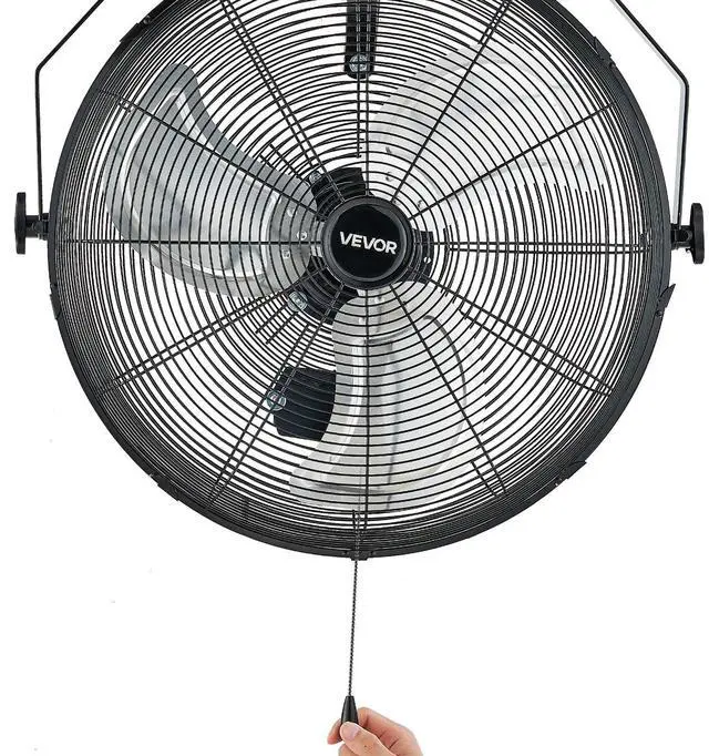 Alt view image 5 of 7 - VEVOR 20 Inch Industrial Wall Mount Fan, High Velocity 4650 CFM Indoor Fan with 3 Speeds, Powerful Motor Garage Wall Fan with Aluminum Blades for Workshop, Warehouse, Greenhouse, Commercial