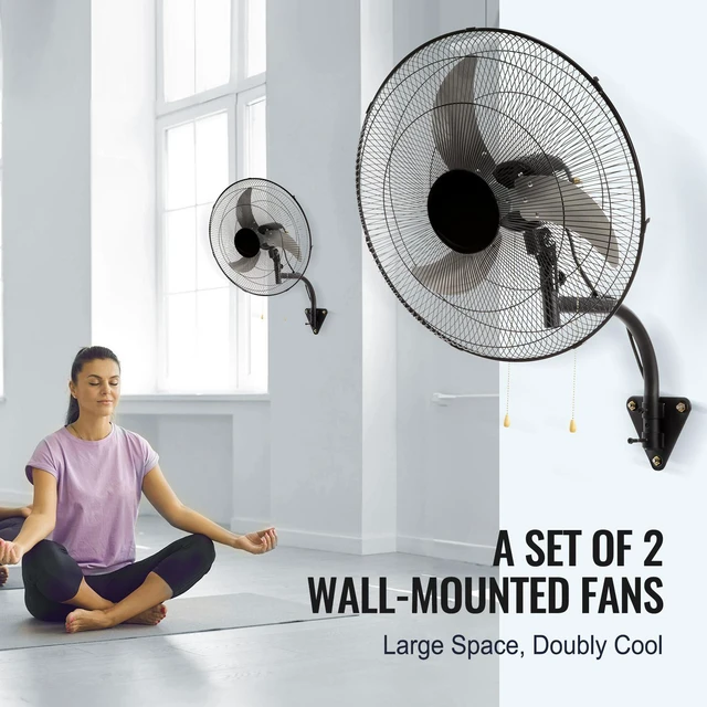 Alt view image 2 of 7 - VEVOR Wall Mount Fan, 2 PCS 18 inch Oscillating, 3-speed High Velocity Max. 4000 CFM Industrial Wall Fan for Indoor, Commercial, Residential, Warehouse, Greenhouse, Workshop, Basement, Garage,Black