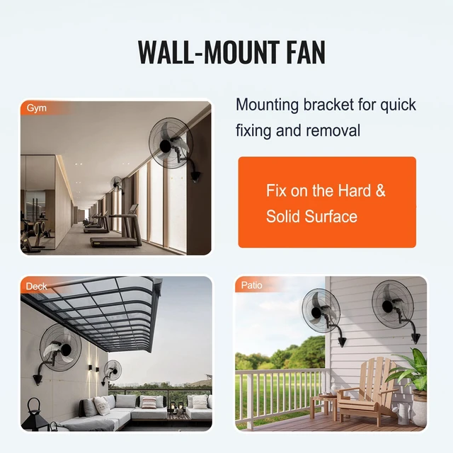 Alt view image 6 of 7 - VEVOR Wall Mount Fan, 2 PCS 18 inch Oscillating, 3-speed High Velocity Max. 4000 CFM Industrial Wall Fan for Indoor, Commercial, Residential, Warehouse, Greenhouse, Workshop, Basement, Garage,Black