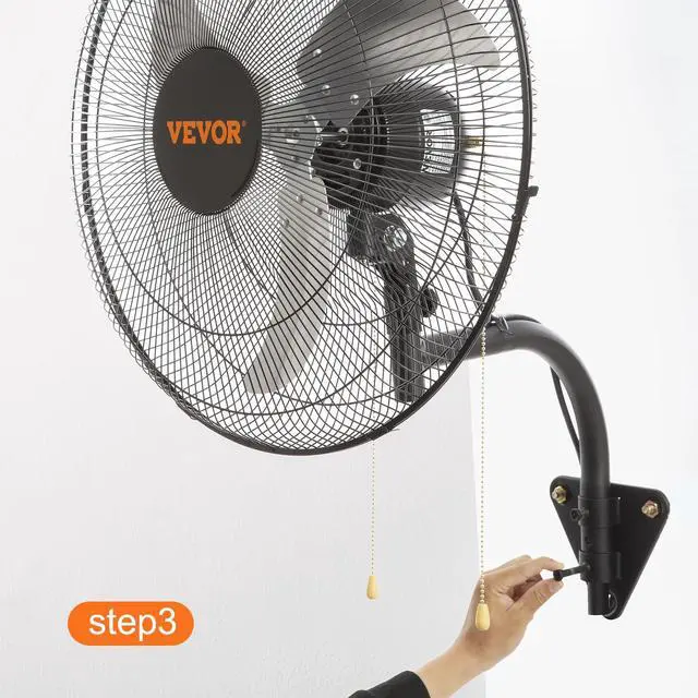 Alt view image 4 of 7 - VEVOR Wall Mount Fan, 20 Inch, 3-speed High Velocity Max. 4650 CFM Oscillating Industrial Wall Fan, Commercial or Residential for Warehouse, Greenhouse, Workshop, Patio, Basement, Black, ETL Listed