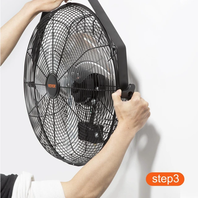 Alt view image 2 of 7 - VEVOR Wall Mount Fan, 18 Inch, 3-speed High Velocity Max. 4150 CFM, Waterproof Industrial Wall Fan, Commercial or Residential for Warehouse, Greenhouse, Workshop, Patio, Black, ETL Listed