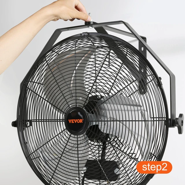 Alt view image 3 of 7 - VEVOR Wall Mount Fan, 18 Inch, 3-speed High Velocity Max. 4150 CFM, Waterproof Industrial Wall Fan, Commercial or Residential for Warehouse, Greenhouse, Workshop, Patio, Black, ETL Listed