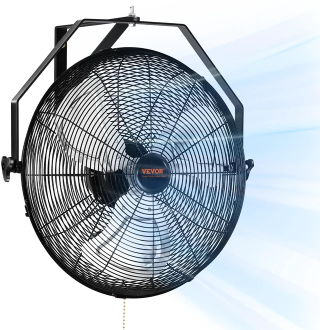 Main image of VEVOR Wall Mount Fan, 18 Inch, 3-speed High Velocity Max. 4150 CFM, Waterproof Industrial Wall Fan, Commercial or Residential for Warehouse, Greenhouse, Workshop, Patio, Black, ETL Listed