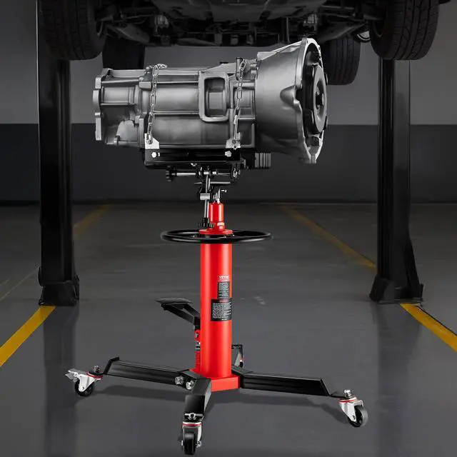 Alt view image 10 of 15 - VEVOR Transmission Jack,1/2Ton/1100lbs Capacity Hydraulic Telescopic Transmission Jack, 2-Stage Floor Jack Stand with Foot Pedal, 360 Swivel Wheel, Garage/Shop Lift Hoist, Red
