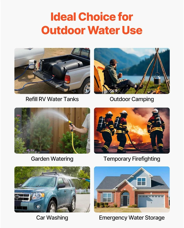 Alt view image 14 of 15 - VEVOR Portable Water Storage Bladder 29.9 Gal PVC Collapsible Water Tank Black