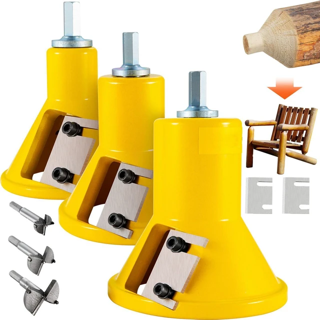 Main image of Tenon Cutter, 1"/25.4mm & 1.5"/38mm & 2"/50.8mm, Premium Aluminum & Steel Log Furniture Cutter, with Dual Straight Blades & Button Screws Home Master Kit, Commercial Starters Tool for Home D