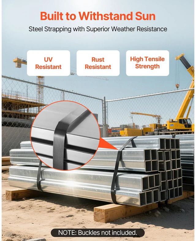 Alt view image 10 of 15 - VEVOR Steel Strapping Coil, 3/4 in x 0.02 in x 1640 ft, Metal Strapping Banding Roll Withstands Harsh Environment, 1700 lbs Break Strength, Heavy Duty Banding Pallet Strap Coil for Pallet Packing
