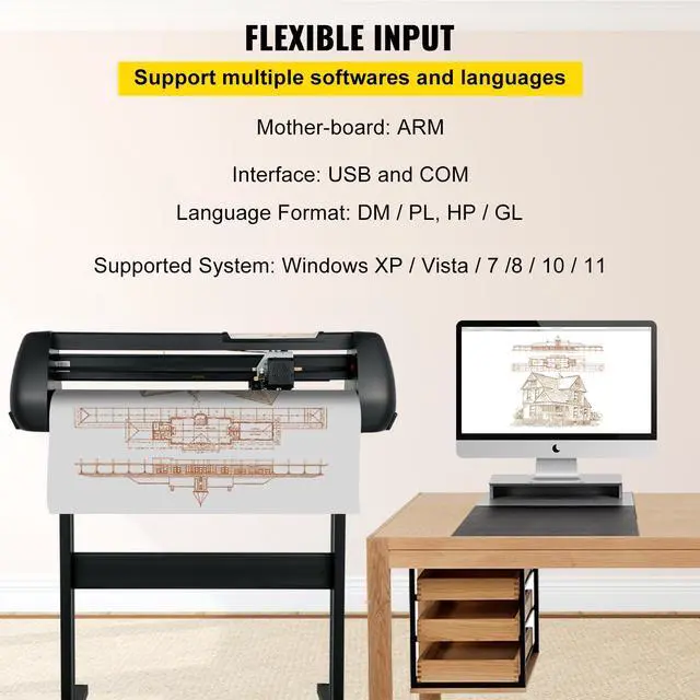 Alt view image 5 of 7 - Vinyl Cutter Machine, Upgraded 28 Inch Paper Feed Cutting Plotter Bundle, Adjustable Force & Speed Vinyl Printer with Powerful Stepper Motors, Signmaster Software Compatible with Windows System