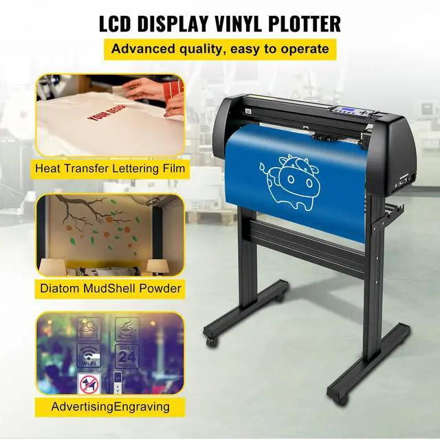 Alt view image 2 of 7 - Vinyl Cutter Machine, 28inch Vinyl Plotter, LCD Display Plotter Cutter, Adjustable Double-Spring Pinch Rollers Sign Cutting Plotter, Plotter with Signmaster Software for Design and Cut