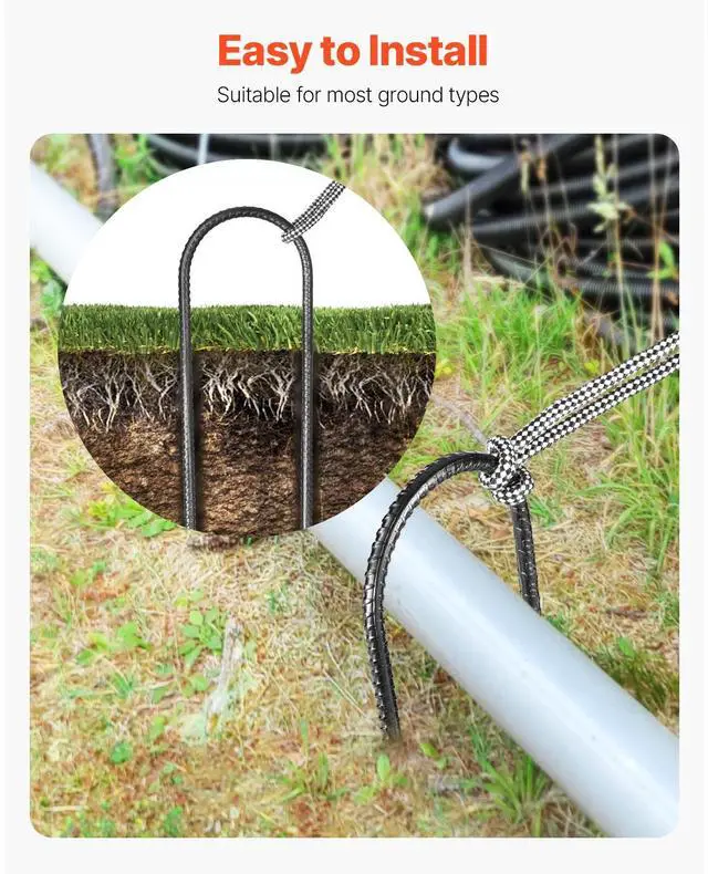 Alt view image 5 of 7 - Rebar Stakes, 12-Inch, Heavy-Duty 0.32 in Diameter U Shape, Galvanized Steel Ground Anchors with Chisel Point End & Rust-Resistant Coating, for Gardening Support, Fence, Camping Tents (8-Pack)