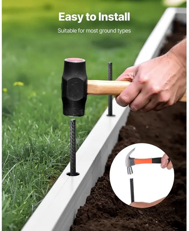 Alt view image 5 of 7 - Rebar Stakes, 16-Inch, Heavy-Duty 0.45 in Diameter, Straight Galvanized Steel Ground Anchors with Chisel Point End & Rust-Resistant Coating, for Gardening Support, Fence, Camping Tents (16-Pack)