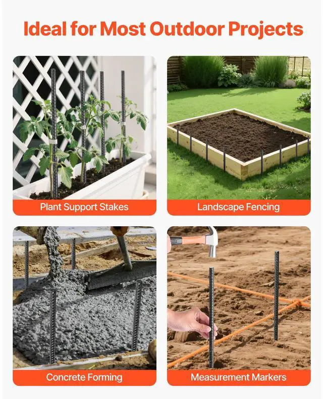 Alt view image 6 of 7 - Rebar Stakes, 16-Inch, Heavy-Duty 0.45 in Diameter, Straight Galvanized Steel Ground Anchors with Chisel Point End & Rust-Resistant Coating, for Gardening Support, Fence, Camping Tents (16-Pack)