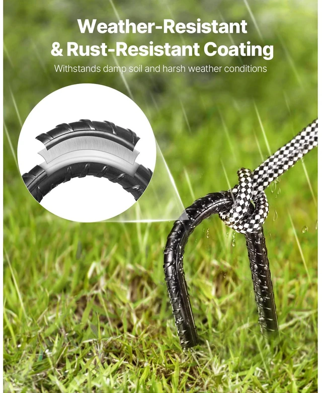 Alt view image 4 of 7 - Rebar Stakes, 12-Inch, Heavy-Duty 0.4 in Diameter J Hook, Galvanized Steel Ground Anchors with Chisel Point End & Rust-Resistant Coating, for Gardening Support, Fence, Camping Tents (16-Pack)