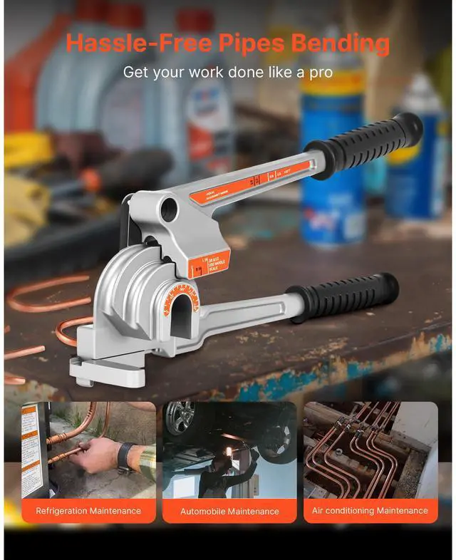 Alt view image 2 of 7 - Pipe Tube Bender, 1/4", 3/8", 1/2" OD, 3 in 1 Manual Level Tube Bender, 180° Copper Aluminum Pipes Bending Tool for Automotive Repair, HVAC Air Conditioning