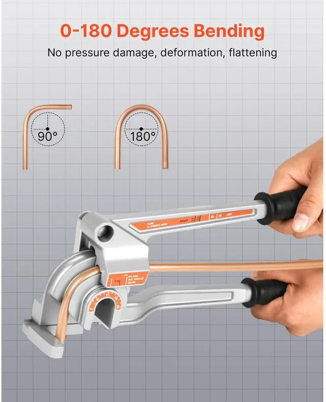 Alt view image 4 of 7 - Pipe Tube Bender, 1/4", 3/8", 1/2" OD, 3 in 1 Manual Level Tube Bender, 180° Copper Aluminum Pipes Bending Tool for Automotive Repair, HVAC Air Conditioning